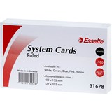 ESSELTE RULED SYSTEM CARDS 76 X 127MM WHITE PACK 100