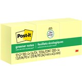 POSTIT 653RP 100 RECYCLED GREENER NOTES 35 X 48MM YELLOW PACK 12