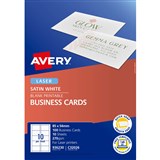 AVERY 936230 C32026 QUICK CLEAN BUSINESS CARD DOUBLE SIDED 270GSM 85 X 54MM SATIN WHITE PACK 100