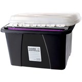 CRYSTALFILE ENVIRO PORTA STORAGE BOX WITH FILES TABS AND INSERTS 32 LITRE BLACKCLEAR