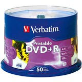 VERBATIM DVDR 47GB 16X PRINTABLE SPINDLE WHITE PACK 50
