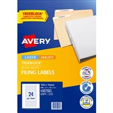 AVERY 959058 L7170 TRUEBLOCK FILING LABELS LASERINKJET 24UP WHITE PACK 25