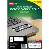 AVERY 959202 L6011 HEAVY DUTY LASER LABELS 27UP SILVER PACK 20