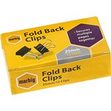 MARBIG FOLDBACK CLIP 25MM BOX 12