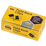 MARBIG FOLDBACK CLIP 15MM BOX 12