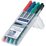 STAEDTLER 318 LUMOCOLOR PERMANENT MARKER BULLET 06MM ASSORTED WALLET 4