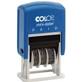 COLOP S160L2B MINIDATER PRINTER SELFINKING STAMP PAID 4MM BLUERED