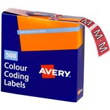AVERY 43213 LATERAL FILE LABEL SIDE TAB COLOUR CODE M 25 X 38MM PINK PACK 500