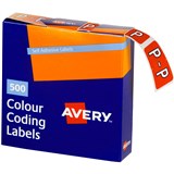 AVERY 43216 LATERAL FILE LABEL SIDE TAB COLOUR CODE P 25 X 38MM DARK ORANGE PACK 500