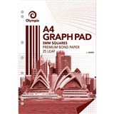 OLYMPIC GH525 GRAPH PAD 5MM SQUARES 70GSM 25 LEAF A4
