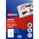 AVERY 959767 L7767 PHOTO QUALITY MULTIPURPOSE LABEL LASER 1UP GLOSS WHITE PACK 25