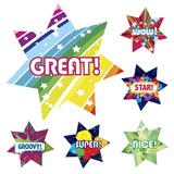 AVERY 69639 MERIT STICKERS DAZZLING STARS STAR SHAPE 30MM ASSORTED COLOURS PACK 102