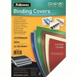 FELLOWES BINDING COVER LEATHERGRAIN 230GSM A4 WHITE PACK 100