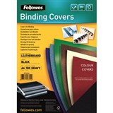 FELLOWES BINDING COVER LEATHERGRAIN 230GSM A4 BLACK PACK 100