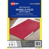 AVERY 88312 MANILLA FOLDER WITH 24 LASER TITLE LABEL FOOLSCAP RED PACK 20