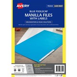 AVERY 88322 MANILLA FOLDER WITH 24 LASER TITLE LABEL FOOLSCAP BLUE PACK 20