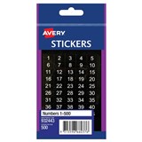 AVERY 932443 MULTIPURPOSE STICKERS 1500 12 X 12MM WHITE ON BLACK PACK 500