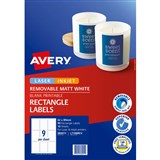 AVERY 980011 L7108REV REMOVABLE BLANK PRINTABLE LABELS RECTANGULAR LASERINKJET WHITE PACK 90