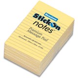 STICKON NOTES MESSAGE PAD 100 SHEETS 102 X 52MM YELLOW PACK 6