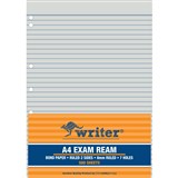 WRITER EXAM PAPER 60GSM 8MM RULED  MARGIN 7 HOLE PUNCH A4 WHITE 500 SHEETS