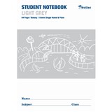 WRITER STUDENT NOTEBOOK PLAINSINGLE RULED 10MM 64 PAGE 250 X 175MM LIGHT GREY