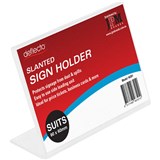 DEFLECTO SIGN HOLDER SLANTED LANDSCAPE 90 X 60MM CLEAR