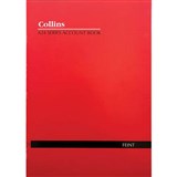 COLLINS A24 SERIES ACCOUNT BOOK FEINT RULED STAPLED 24 LEAF A4 RED