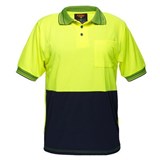 PORTWEST MP110 TWO TONED MICRO MESH POLO SHIRT YELLOW NAVY 4XL