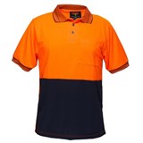 PORTWEST MP110 TWO TONED MICRO MESH POLO SHIRT ORANGE NAVY 5XL