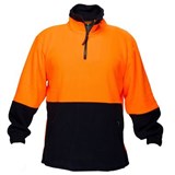 PRIME MOVER MF115 HIVIS POLAR FLEECE JUMPER LONG SLEEVE 14 ZIP 2TONE ORANGE NAVY 5XL