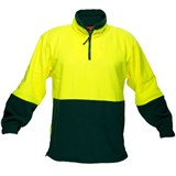 PRIME MOVER MF115 HIVIS POLAR FLEECE JUMPER LONG SLEEVE 14 ZIP 2TONE YELLOW GREEN LARGE