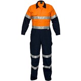 PRIME MOVER MA931 REGULAR WEIGHT COVERALL WITH METAL STUD CLOSURE AND TAPE 2TONE ORANGE NAVY 107R