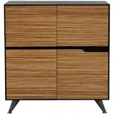 NOVARA CREDENZA 4 DOOR 1224 X 425 X 1250MM ZEBRANO TIMBER VENEER