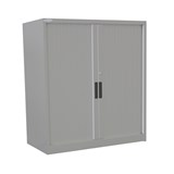 STEELCO TAMBOUR DOOR CABINET 2 SHELVES 1015H X 1200W X 463D MM SILVER GREY