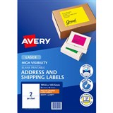AVERY 959404 L7168FO HIGH VISIBILITY SHIPPING LABEL LASER 2UP FLUORO ORANGE PACK 10