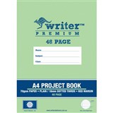 WRITER PREMIUM PROJECT BOOK 18MM PLAINDOTTED THIRDS 70GSM 48 PAGE A4 SUN