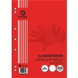 OLYMPIC R750 REINFORCED LOOSE LEAF REFILL 7MM FEINT RULED 55GSM A4 PACK 500