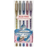 UNIBALL UM120 SIGNO GEL INK ROLLERBALL PEN 08MM NOBLE METALIC ASSORTED PACK 5