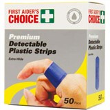 FIRST AIDERS CHOICE ADHESIVE DETECTABLE PLASTIC STRIPS BLUE PACK 50