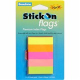 STICKON FLAGS 50 SHEETS 15 X 50MM NEON ASSORTED PACK 5