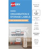 AVERY 39030 ORGANISATION AND STORAGE LABELS RECTANGLE 91 X 68MM WHITE PACK 8