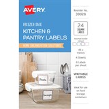 AVERY 39028 KITCHEN AND STOREAGE SQUARE FREEZER LABELS 45 X 45MM WHITE PACK 24