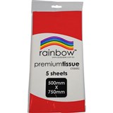 RAINBOW PREMIUM TISSUE PAPER 17GSM 500 X 750MM RED PACK 5