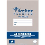 WRITER PREMIUM MUSIC BOOK 8MM RULED AND STAVED 70GSM 96 PAGE A4 BELL