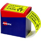 AVERY 932615 MESSAGE LABEL HANDLE WITH CARE 75 X 996MM FLUORO YELLOW PACK 750