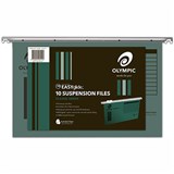 OLYMPIC 100 RECYCLED EASY GLIDE SUSPENSION FILES WITH TABS FOOLSCAP GREEN PACK 10
