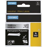 DYMO 18487 RHINO INDUSTRIAL TAPE PERMANENT POLYESTER 19MM BLACK ON METALLIC