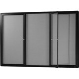 VISIONCHART BE NOTICED NOTICE CASE 3 HINGED DOOR 1830 X 1200MM BLACK FRAME GREY BACKING