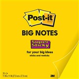 POSTIT BN11 SUPER STICKY BIG NOTE 279 X 279MM BRIGHT YELLOW 30 SHEETS