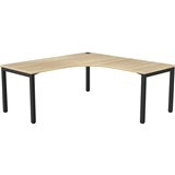 OLG AXIS SINGLE SIDED 90 DEGREE WORKSTATION LEFT HAND RETURN 1800 X 1800 X 750MM BLACK FRAME NEW OAK TOP